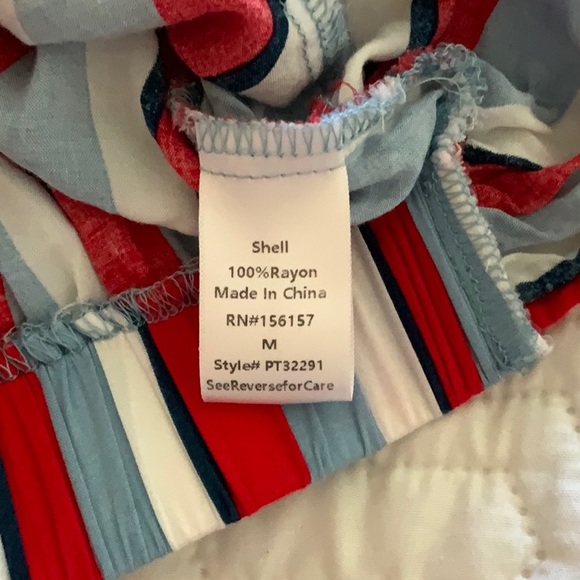 Windsor red, white, and light blue striped button up crop top - Picture 3 of 7